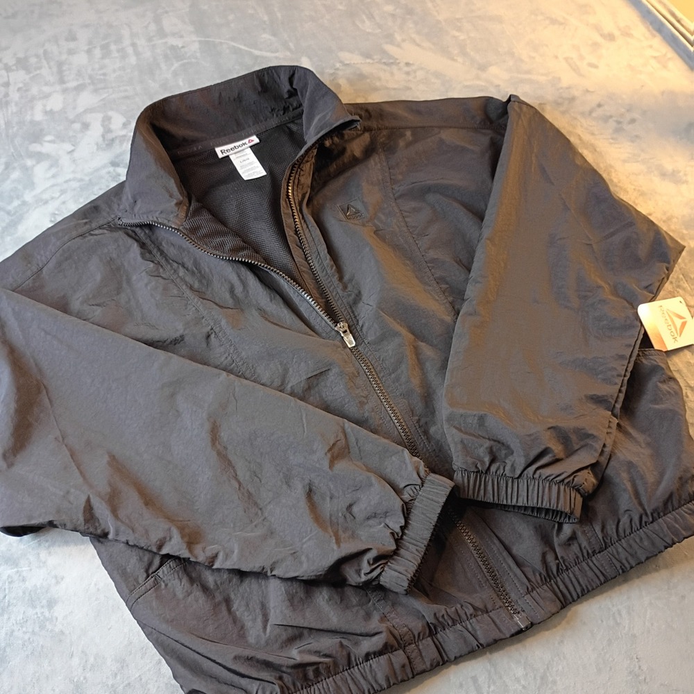 Reebok Ignite Woven Jacket Black Full Zip Windbreaker Mens Large RDW261JK03011